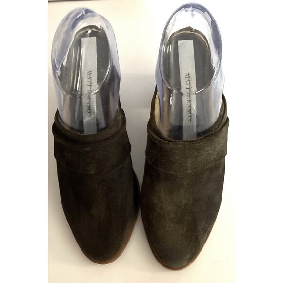 Matt Bernson Sz 6 1/2 Olive Green Suede Strap block heel mules - Picture 8 of 8
